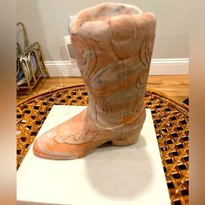 Carved Cowboy Boot Stone Vase/ Planter